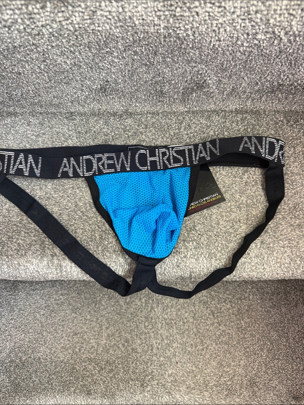 Andrew Christian Men's Blue Mesh Jockstrap